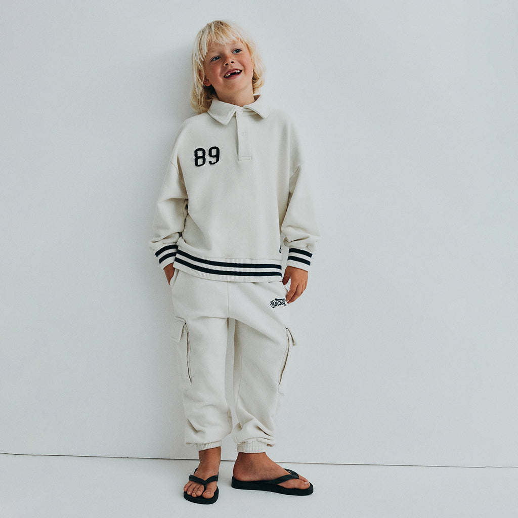 The New Society Child Finnia Cargo Sweatpants Ecru Cream