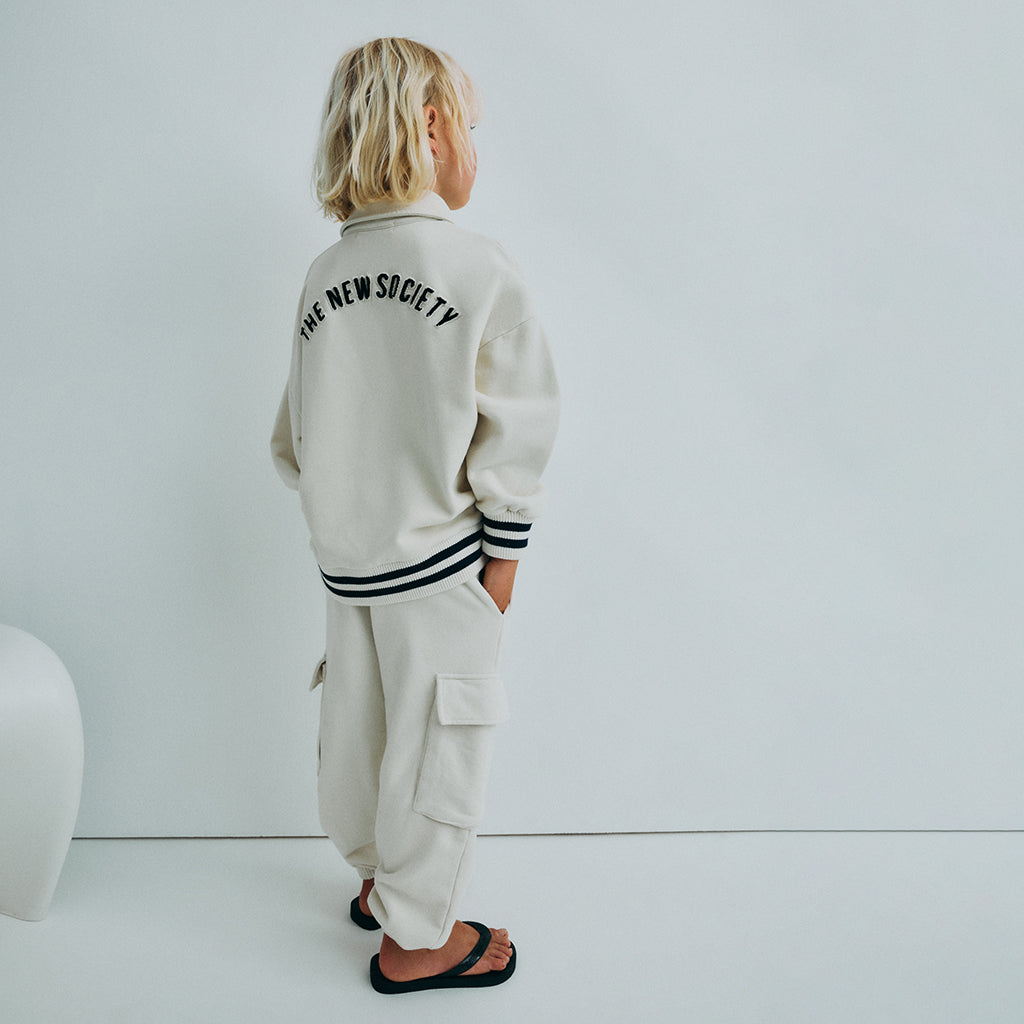 The New Society Child Finnia Cargo Sweatpants Ecru Cream