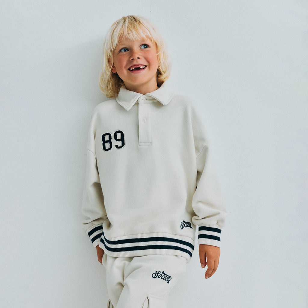 The New Society Child Finnia Polo Sweatshirt Ecru Cream