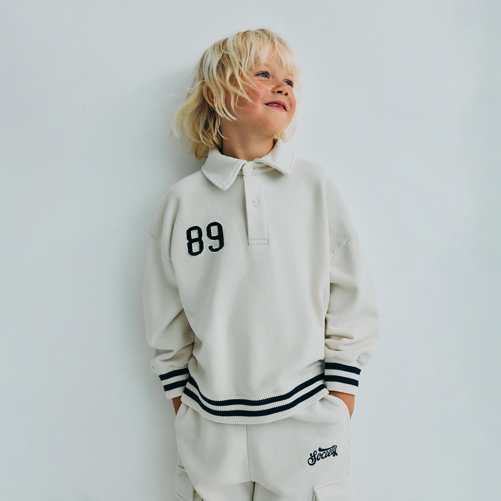 The New Society Child Finnia Polo Sweatshirt Ecru Cream