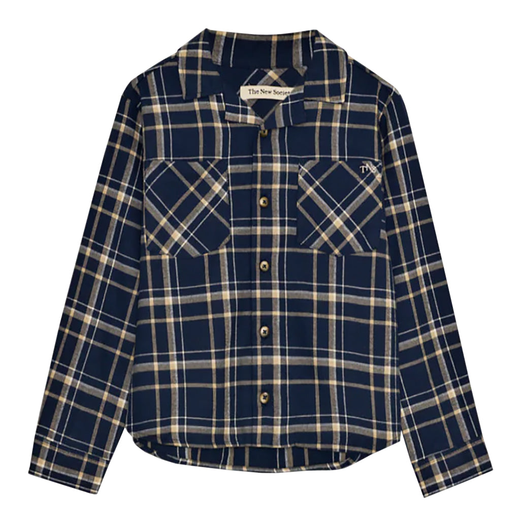 The New Society Child John Shirt Void Blue Checks