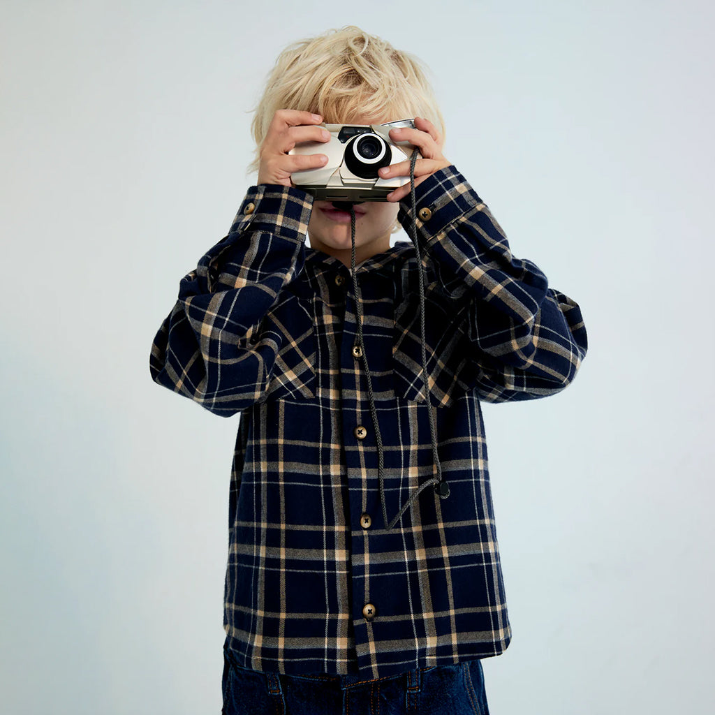 The New Society Child John Shirt Void Blue Checks