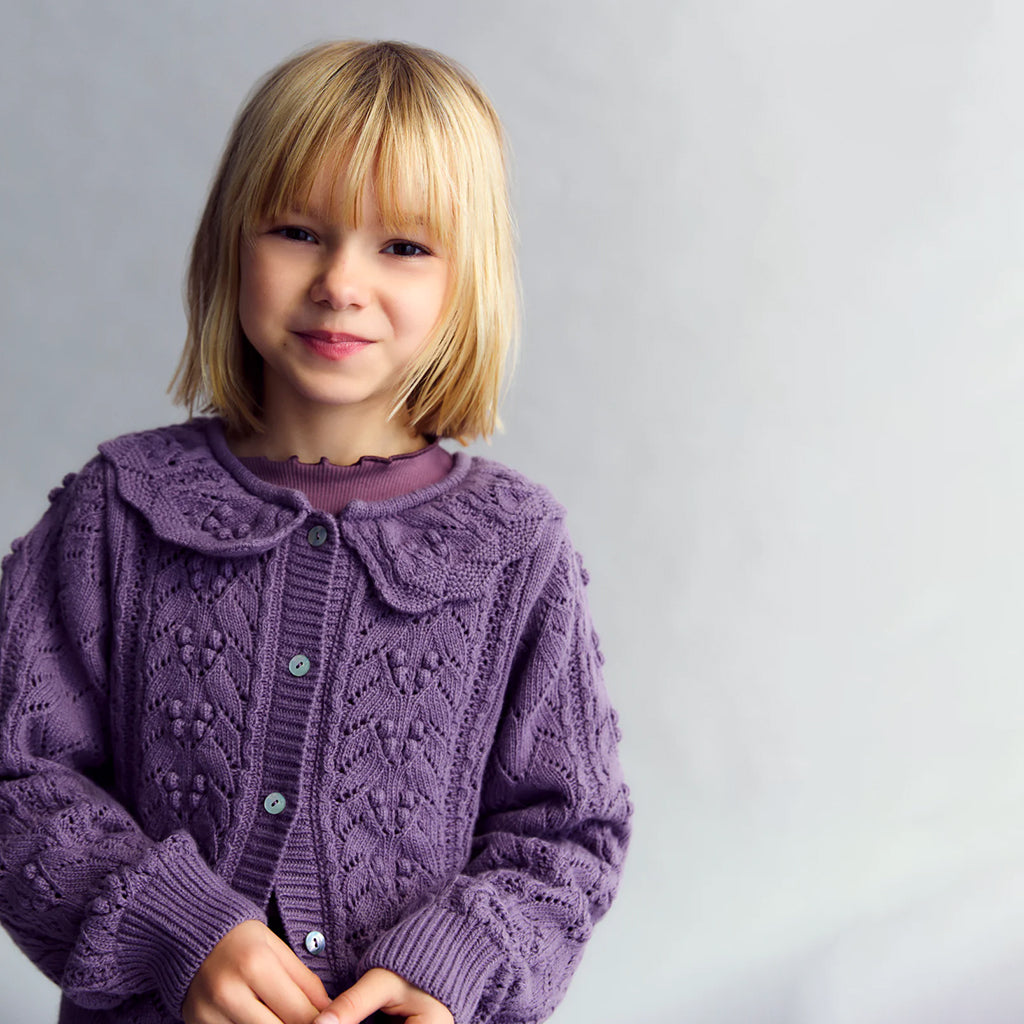 The New Society Child Lila Cardigan Grape Bliss Purple
