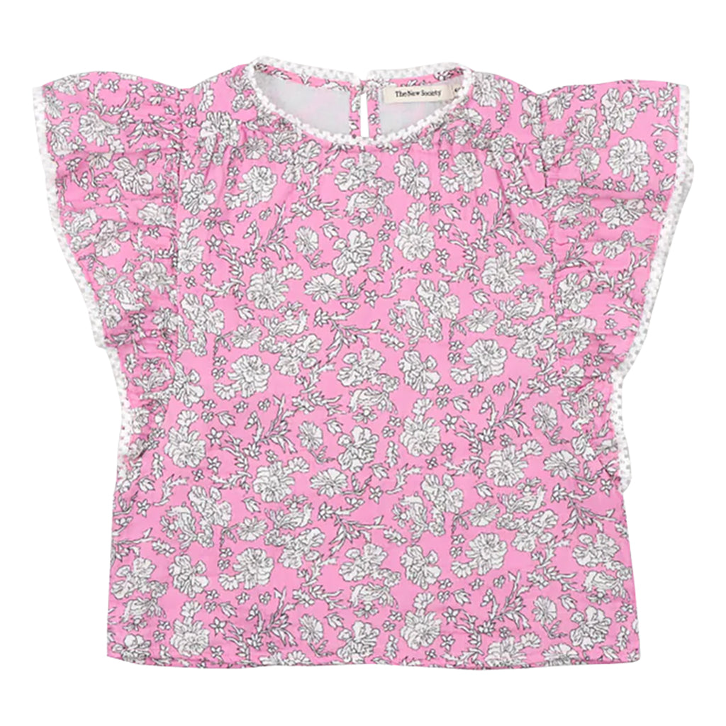 The New Society Child Melina Blouse Peony Hibiscus Pink Print