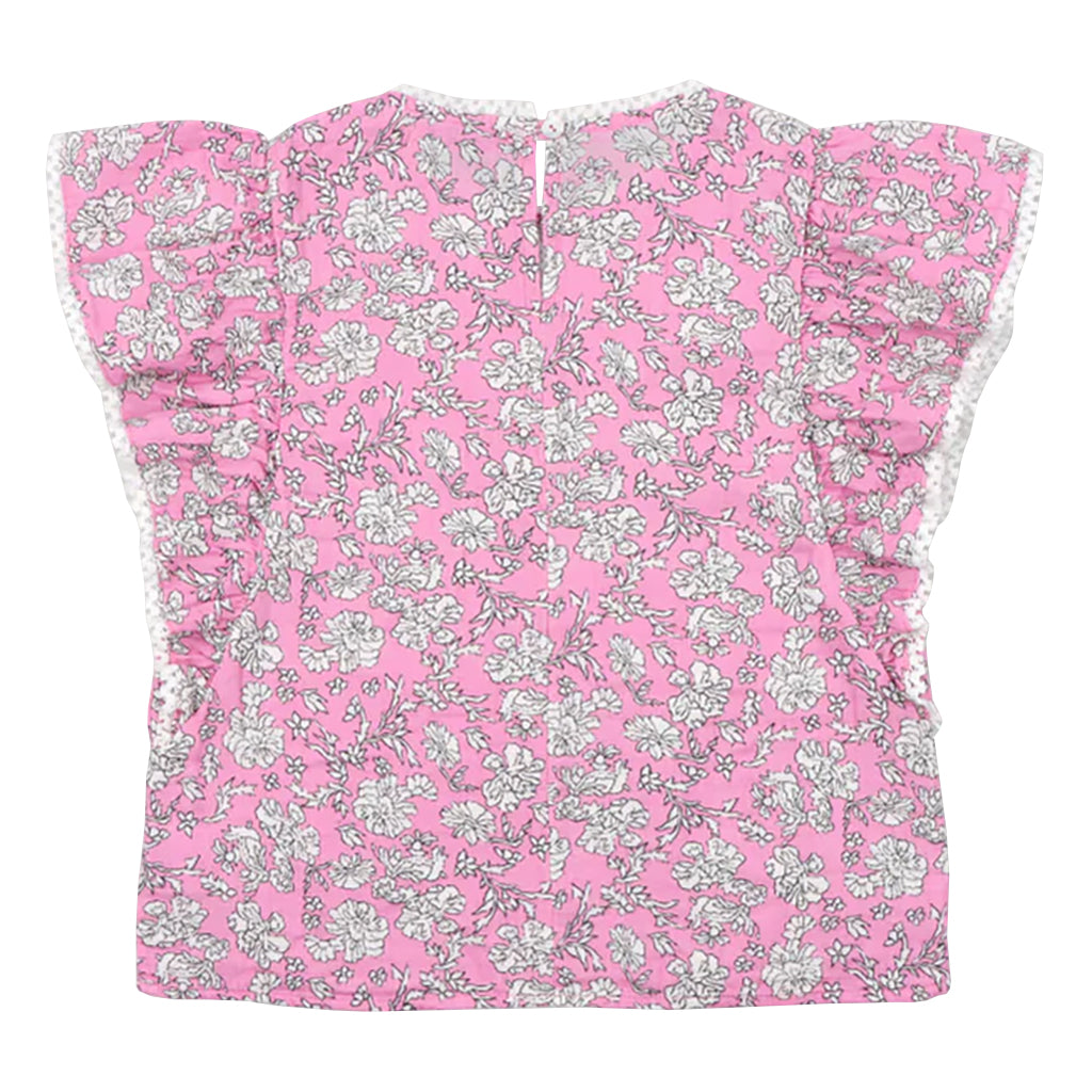 The New Society Child Melina Blouse Peony Hibiscus Pink Print