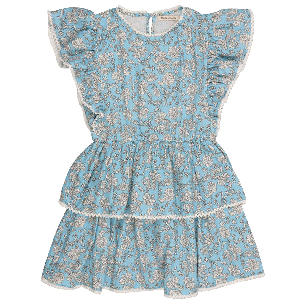 The New Society Child Melina Dress Peony Powder Blue Print