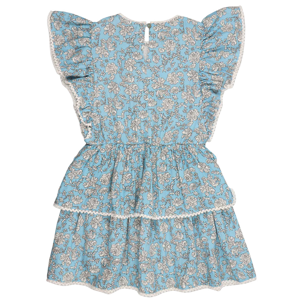 The New Society Child Melina Dress Peony Powder Blue Print
