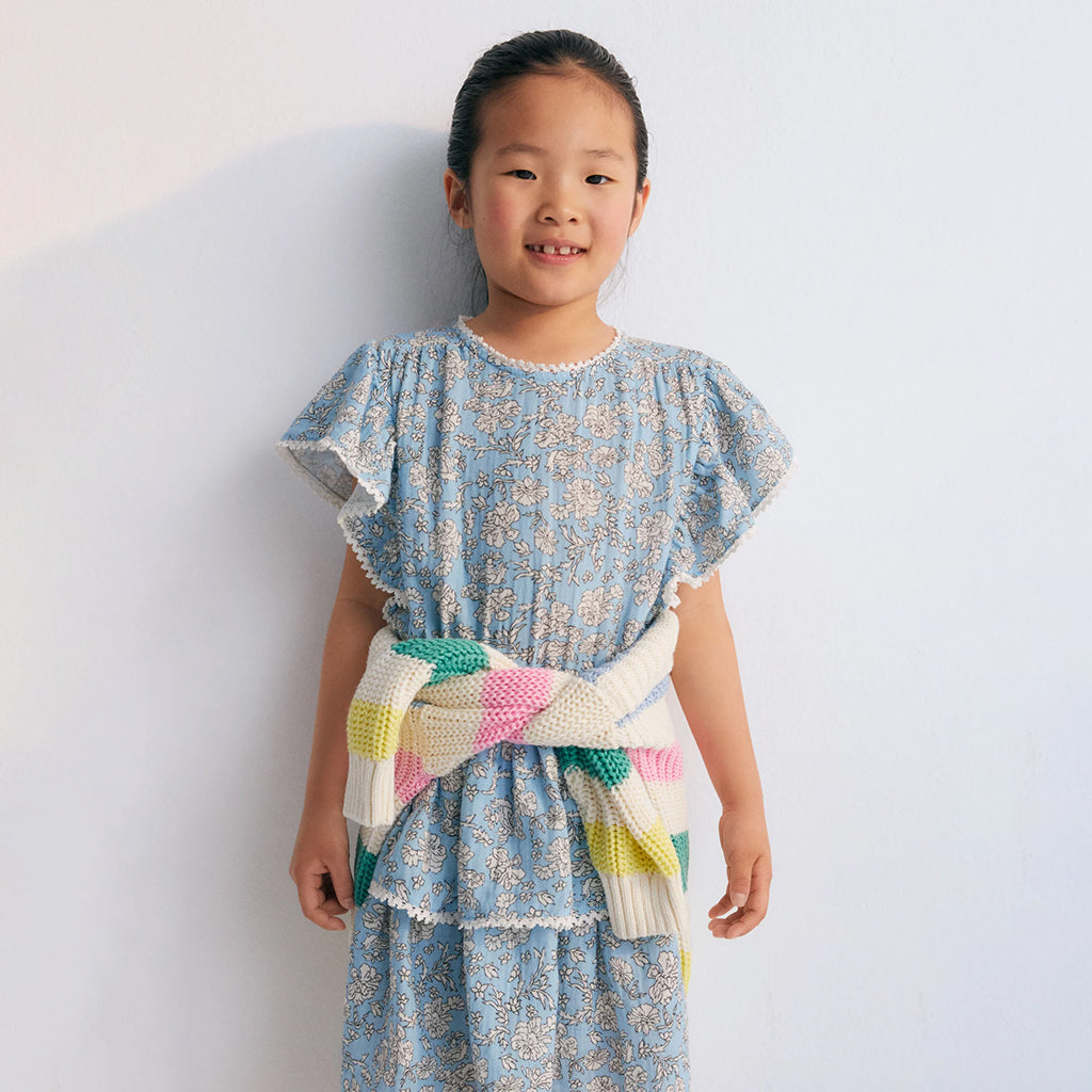 The New Society Child Melina Dress Peony Powder Blue Print
