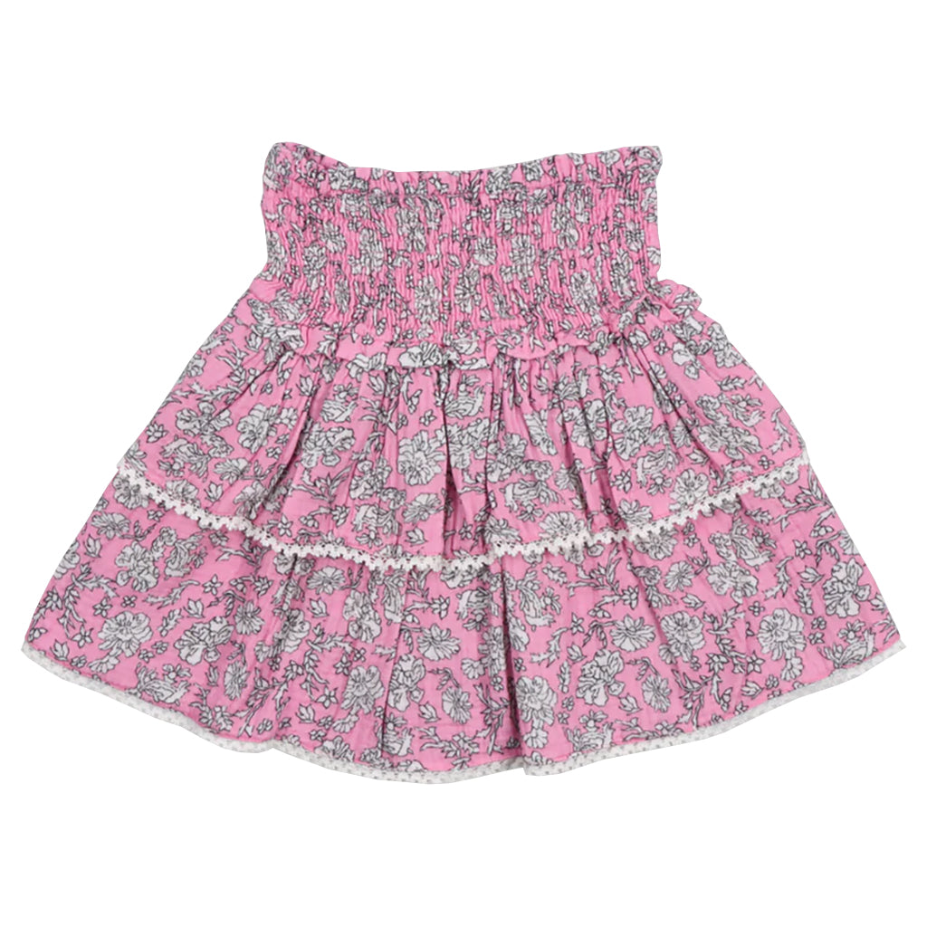 The New Society Child Melina Skirt Peony Hibiscus Pink Print