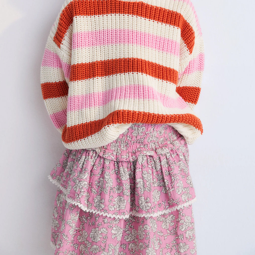 The New Society Child Melina Skirt Peony Hibiscus Pink Print