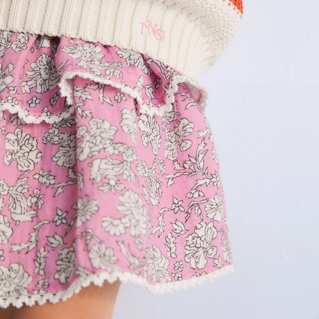 The New Society Child Melina Skirt Peony Hibiscus Pink Print