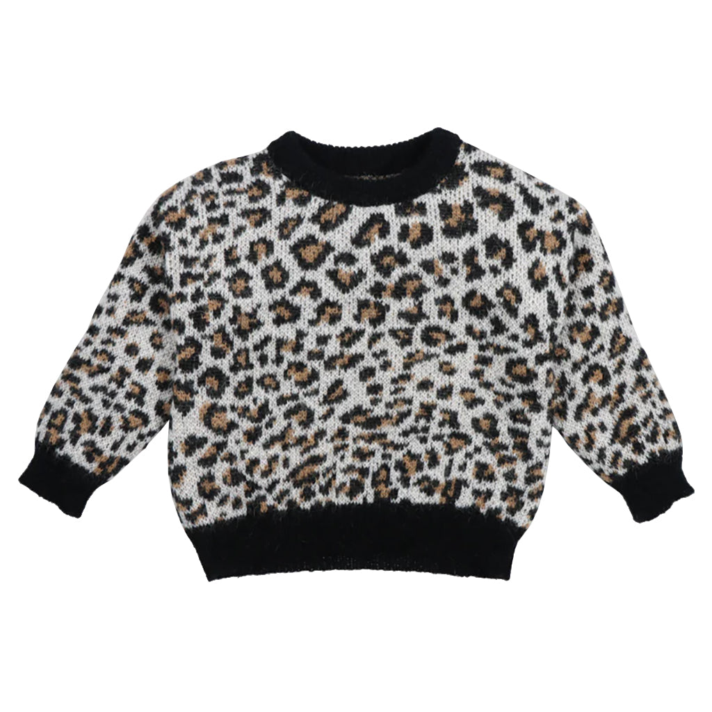 The New Society Child Nelia Sweater Black Animal Print