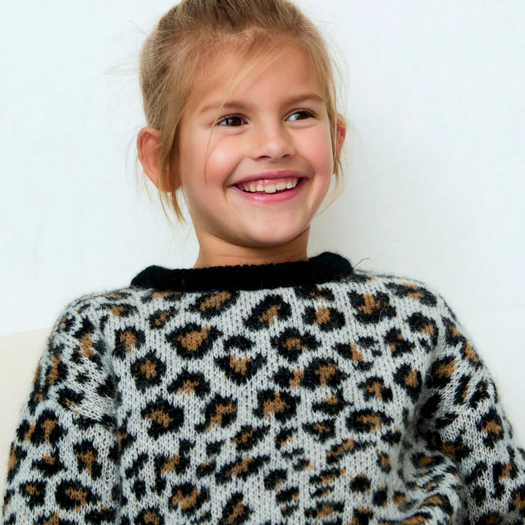 The New Society Child Nelia Sweater Black Animal Print