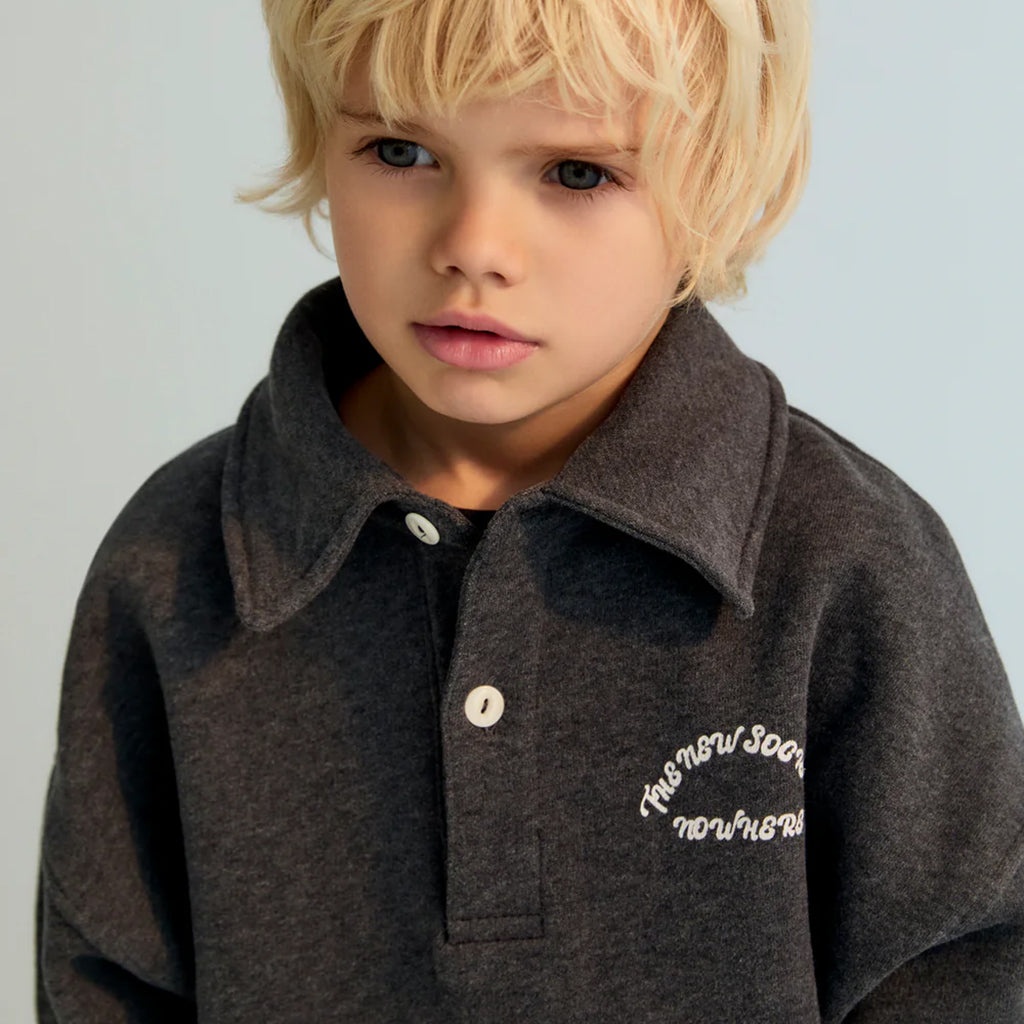 The New Society Child Nico Polo Sweatshirt Galactic Grey Melange