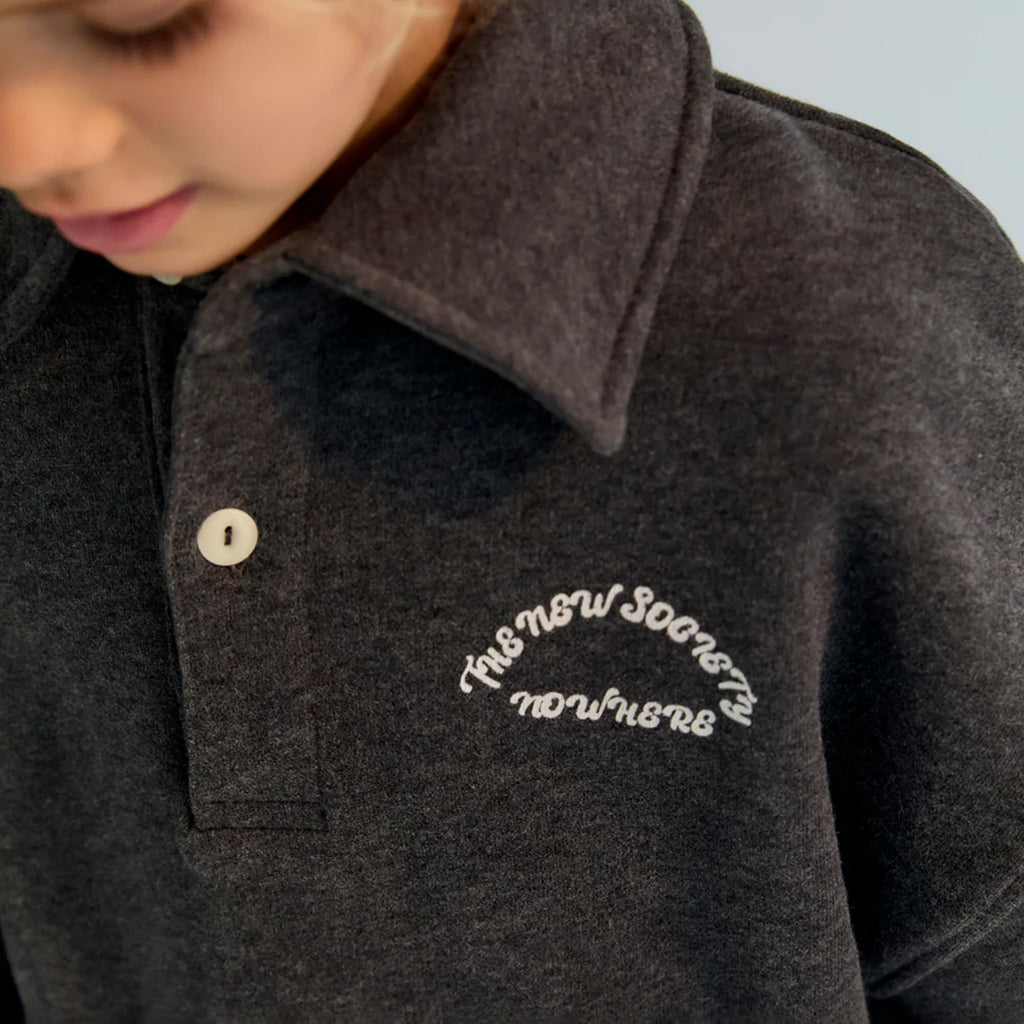 The New Society Child Nico Polo Sweatshirt Galactic Grey Melange