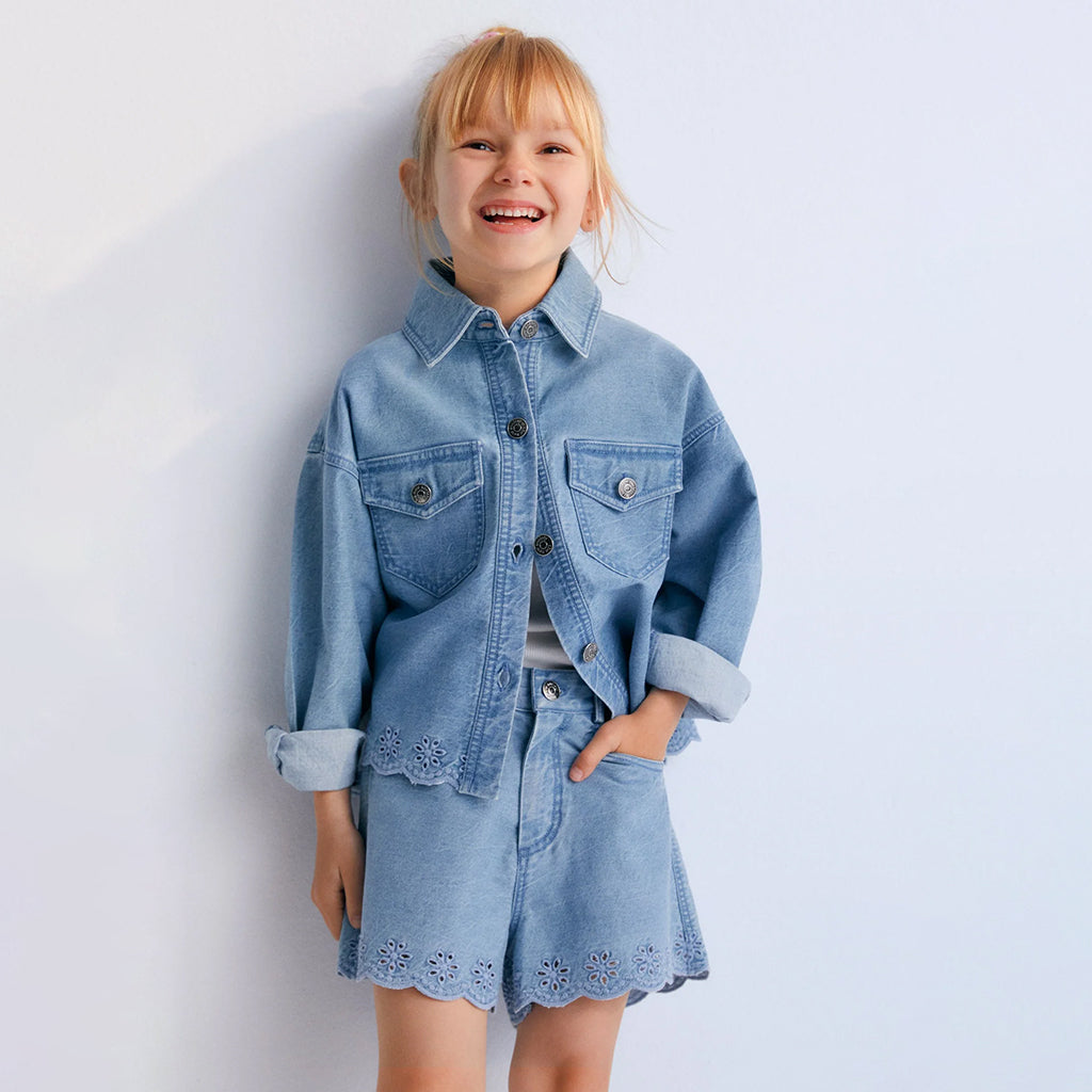 The New Society Child Niobe Jacket Mid Blue Denim