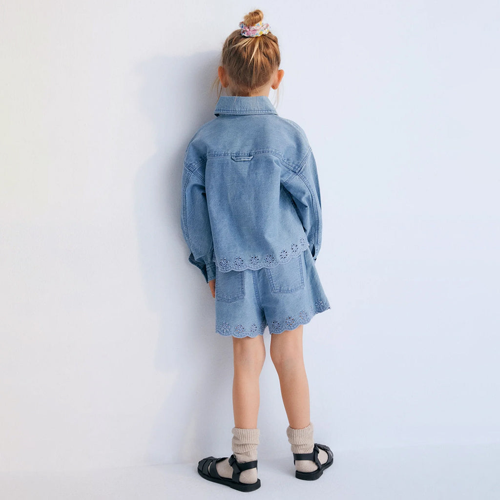 The New Society Child Niobe Shorts Mid Blue Denim