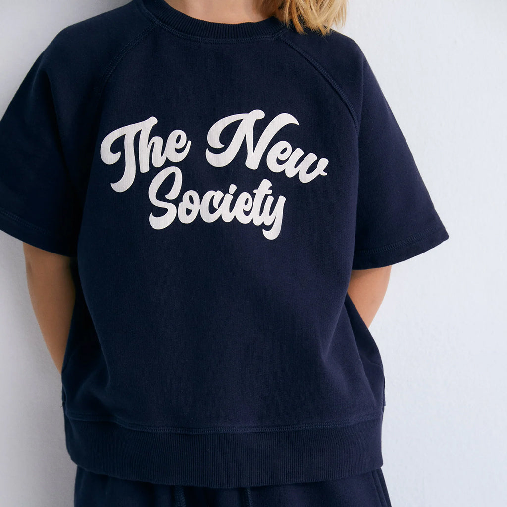 The New Society Child Pylos Short Sleeved Sweatshirt Navy Blue