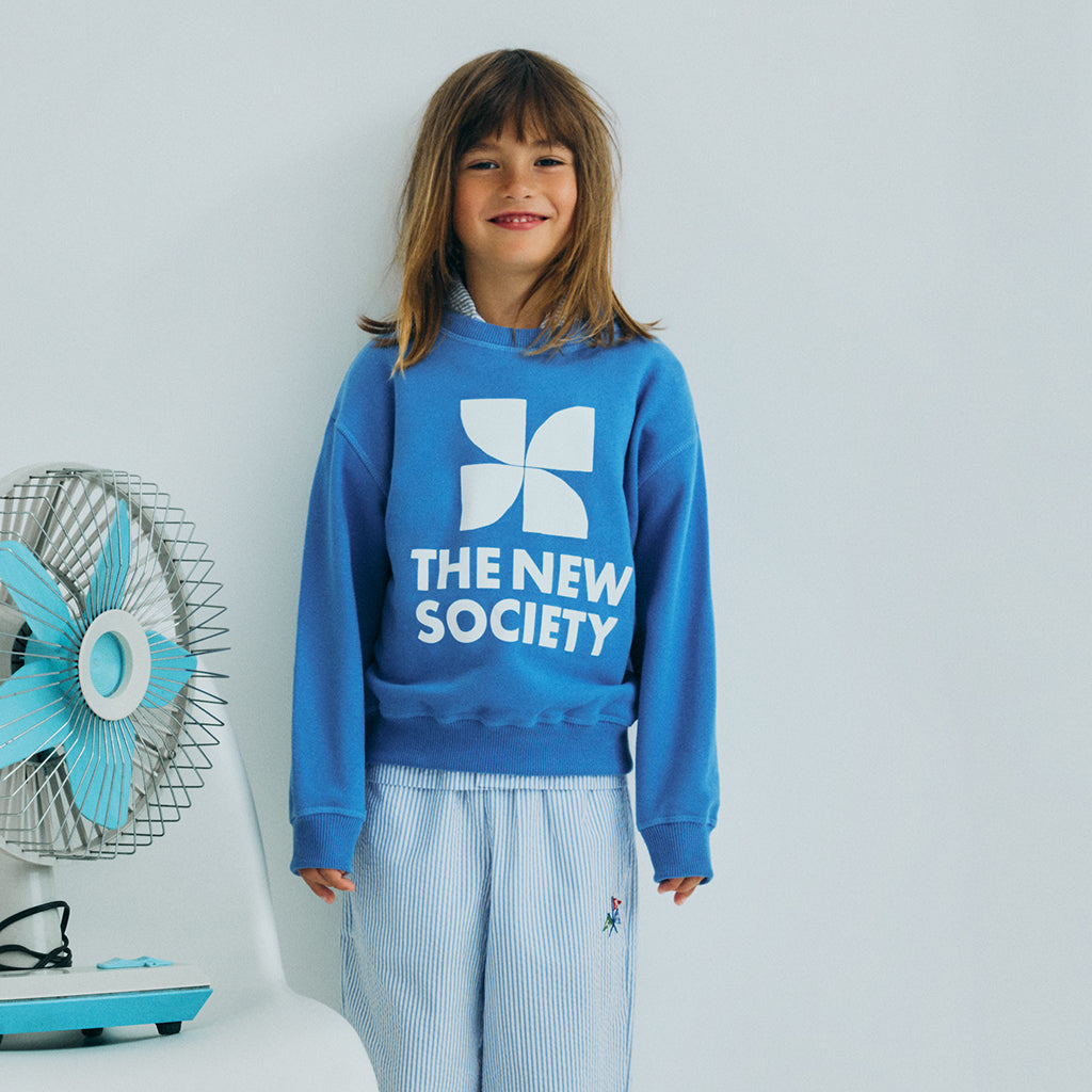 The New Society Child TNS Logo Sweatshirt Iris Whisper Blue