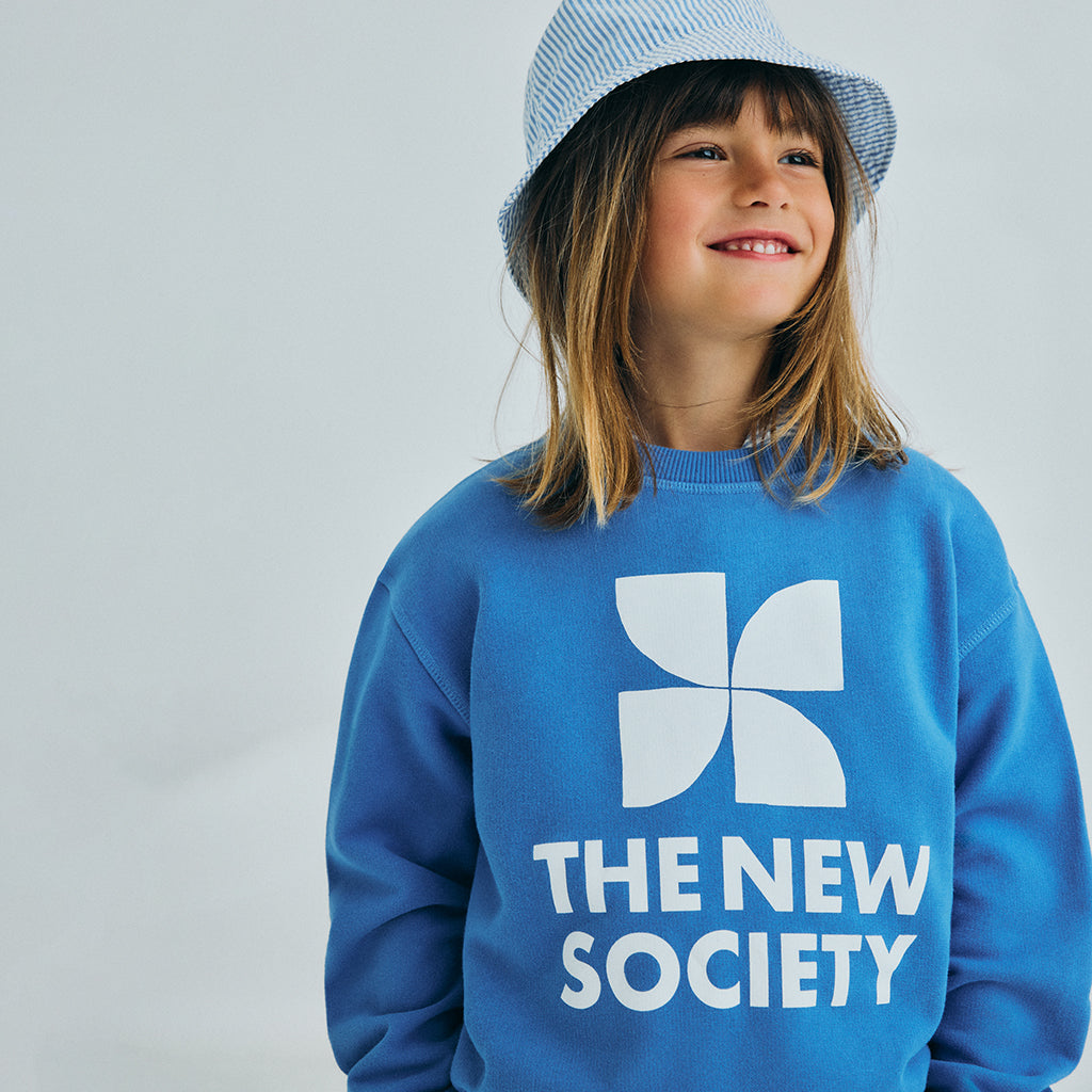 The New Society Child TNS Logo Sweatshirt Iris Whisper Blue