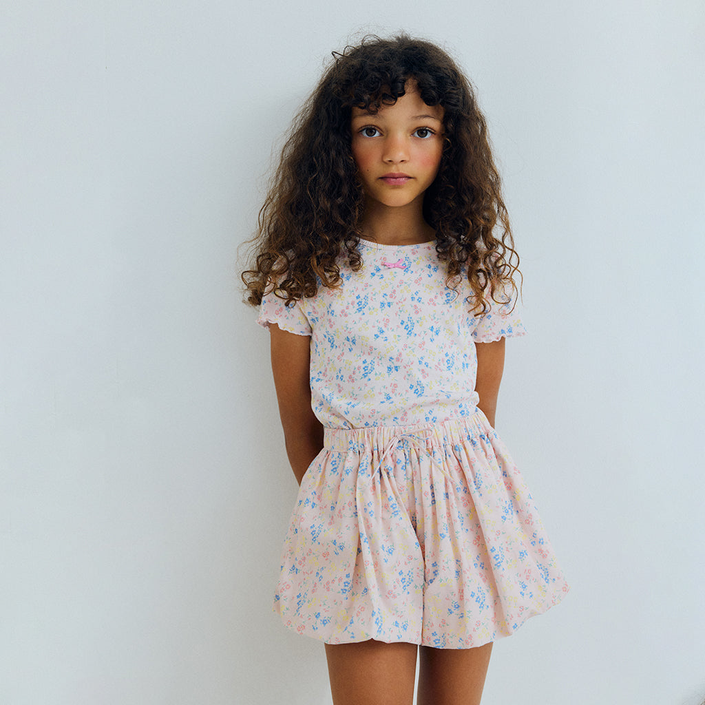 The New Society Child TNS Rib T-shirt Sabina Pink Floral Print