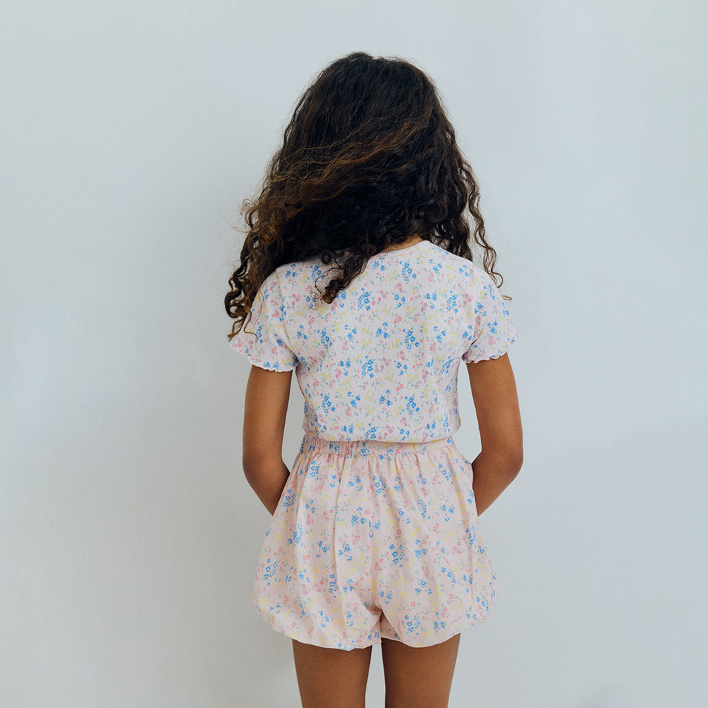 The New Society Child TNS Rib T-shirt Sabina Pink Floral Print