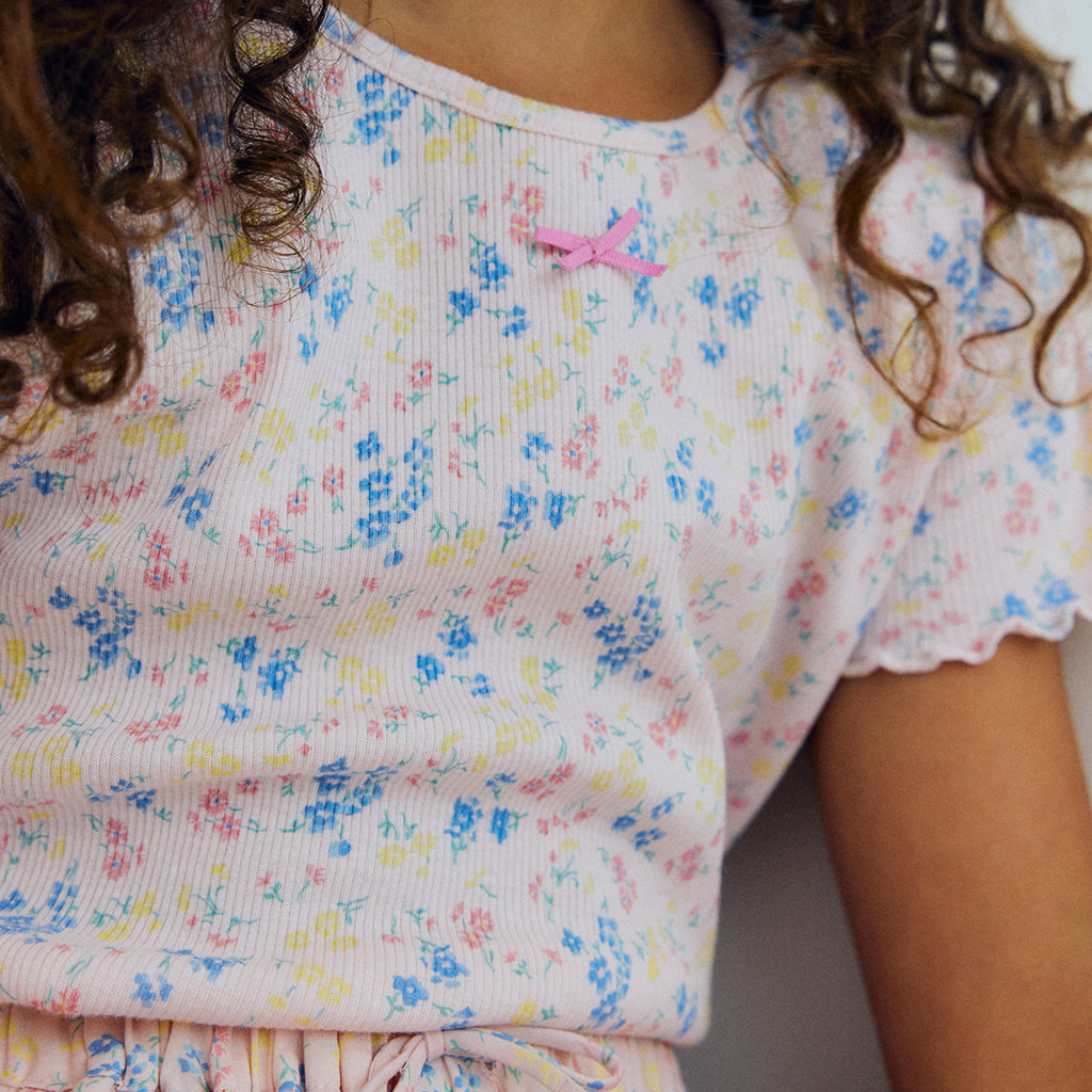 The New Society Child TNS Rib T-shirt Sabina Pink Floral Print