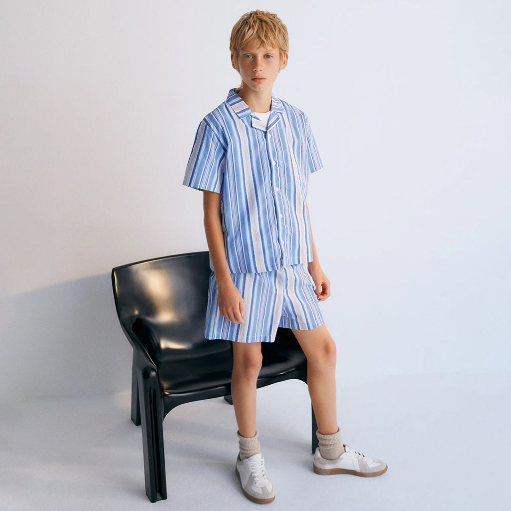 The New Society Child Tebas Shirt Powder Blue Stripes