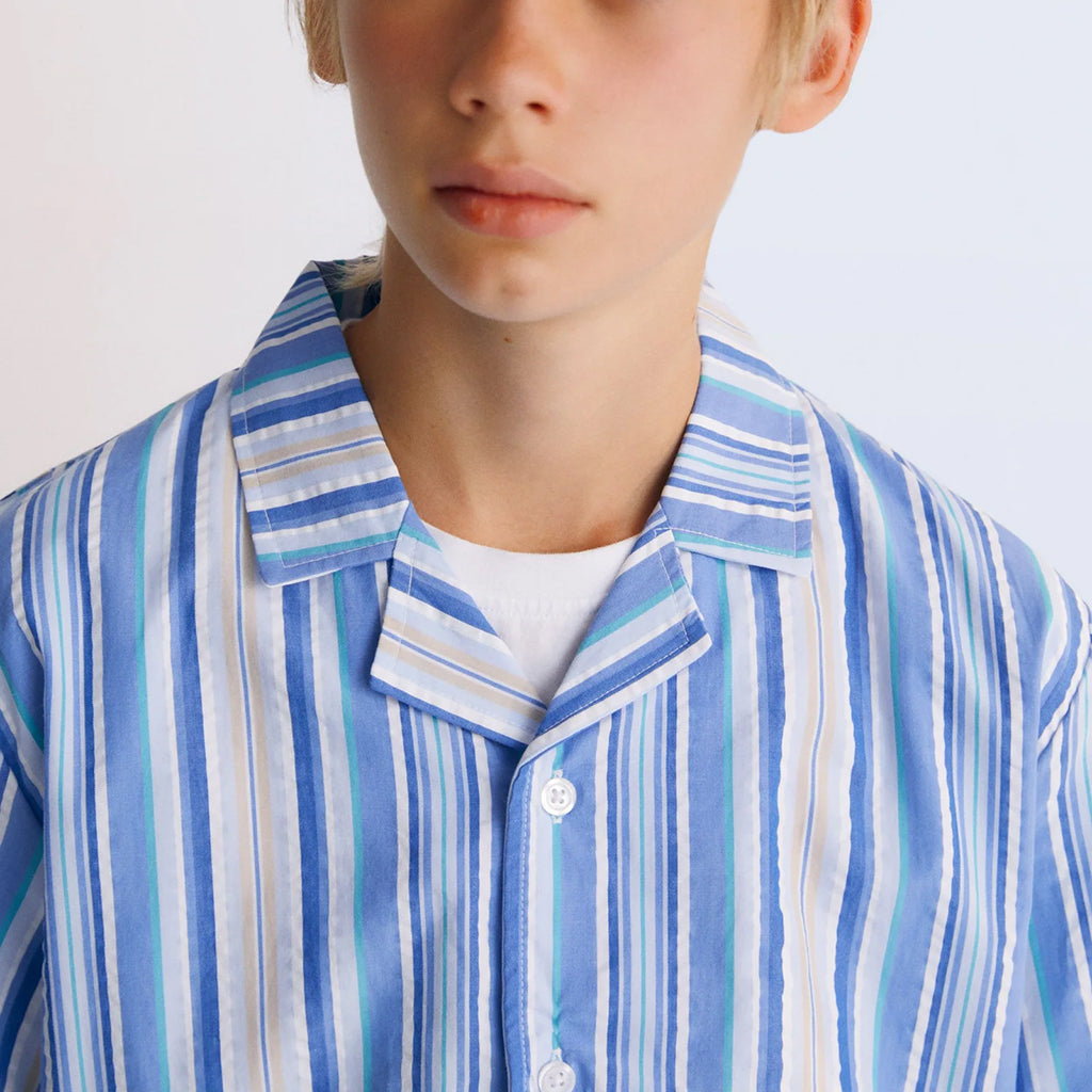 The New Society Child Tebas Shirt Powder Blue Stripes