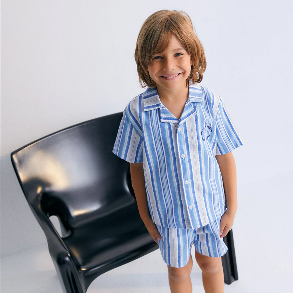 The New Society Child Tebas Shirt Powder Blue Stripes