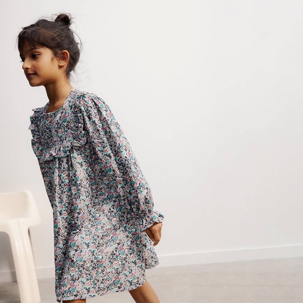 The New Society Child Ashby Dress Blue Floral Print
