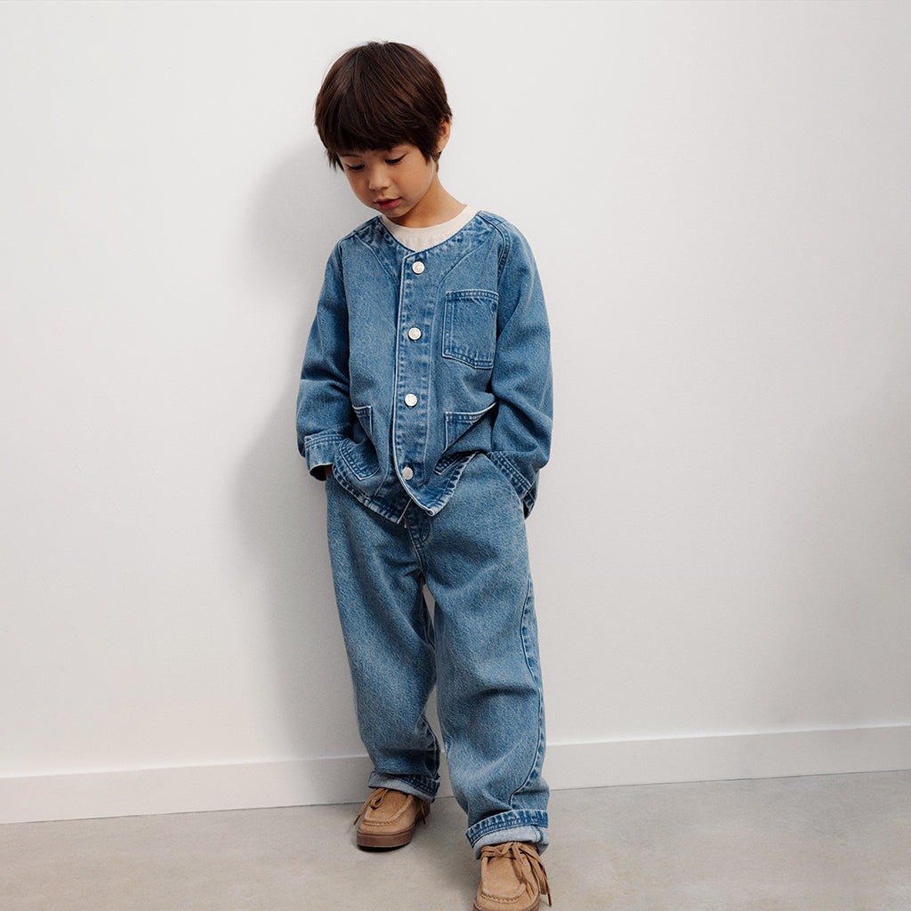 The New Society Child Ridge Shirt Mid Blue Denim