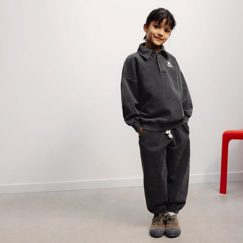 The New Society Child TNS Logo Polo Sweatshirt Forged Iron Grey