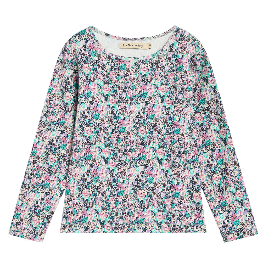 The New Society Child TNS Rib T-shirt Ashby Blue Floral Print
