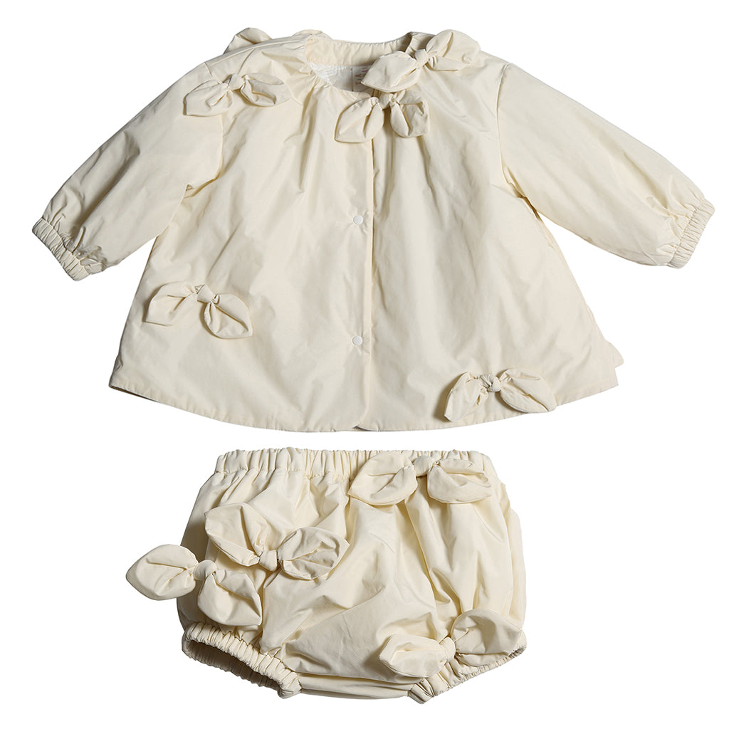 Tia Cibani Kids Baby Estrella Bow Topper Jacket and Bloomer Opal Cream