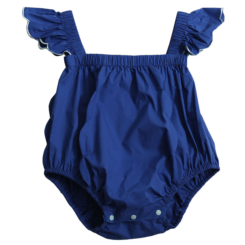 Tia Cibani Kids Baby Laurel Scalloped Summer Romper Aegean Blue