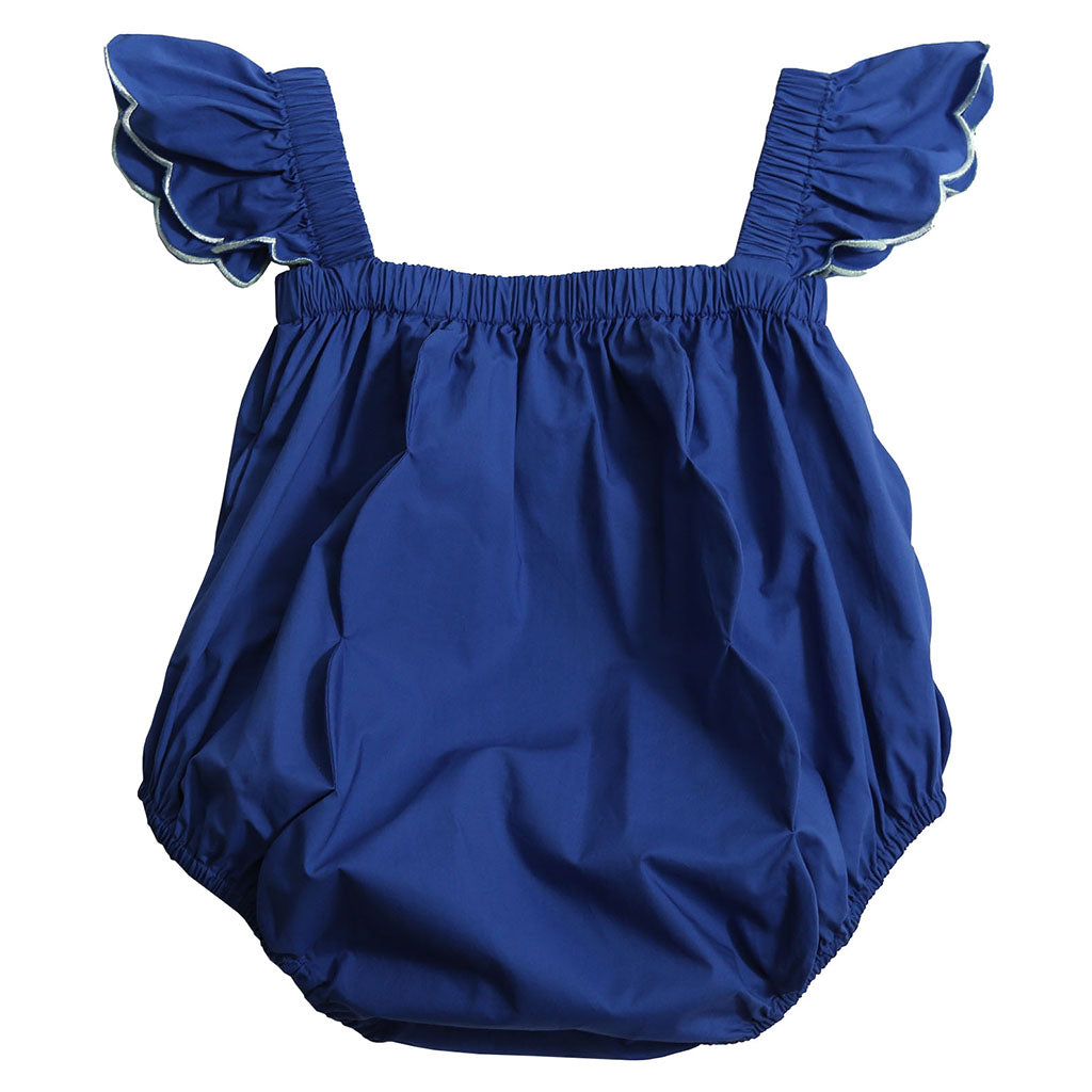 Tia Cibani Kids Baby Laurel Scalloped Summer Romper Aegean Blue