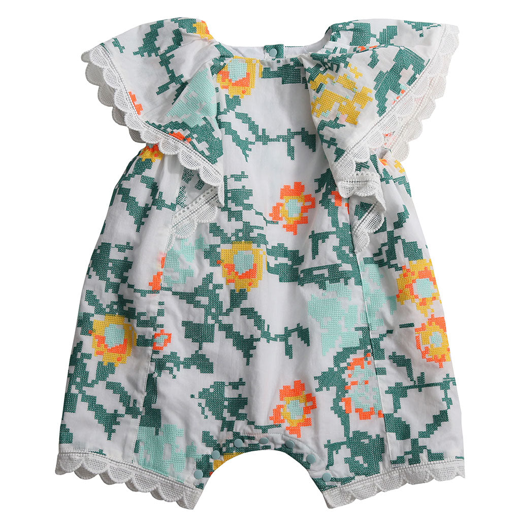 Tia Cibani Kids Baby Ophelia Cape Collar Romper Multicolour Cyprus Floral