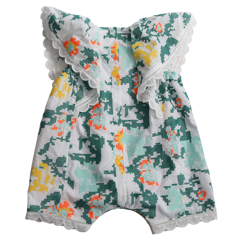 Tia Cibani Kids Baby Ophelia Cape Collar Romper Multicolour Cyprus Floral