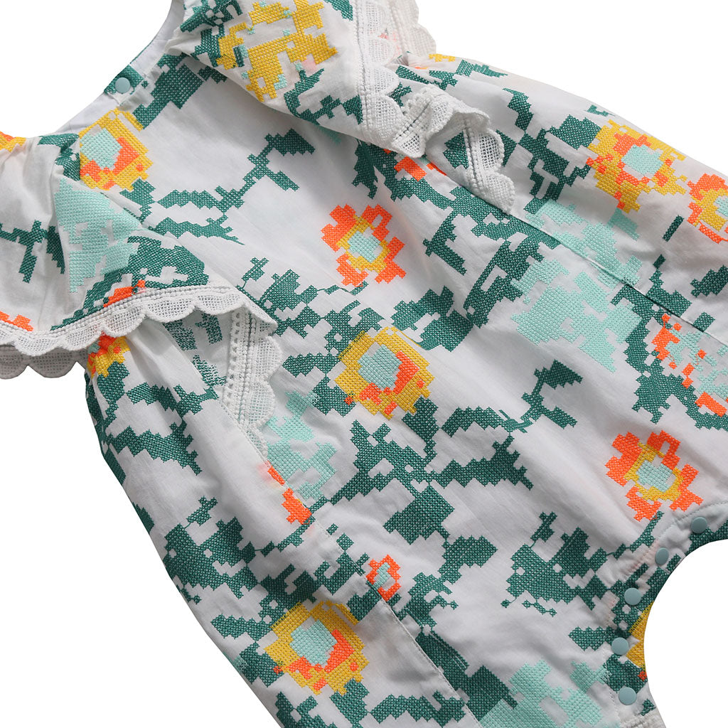 Tia Cibani Kids Baby Ophelia Cape Collar Romper Multicolour Cyprus Floral