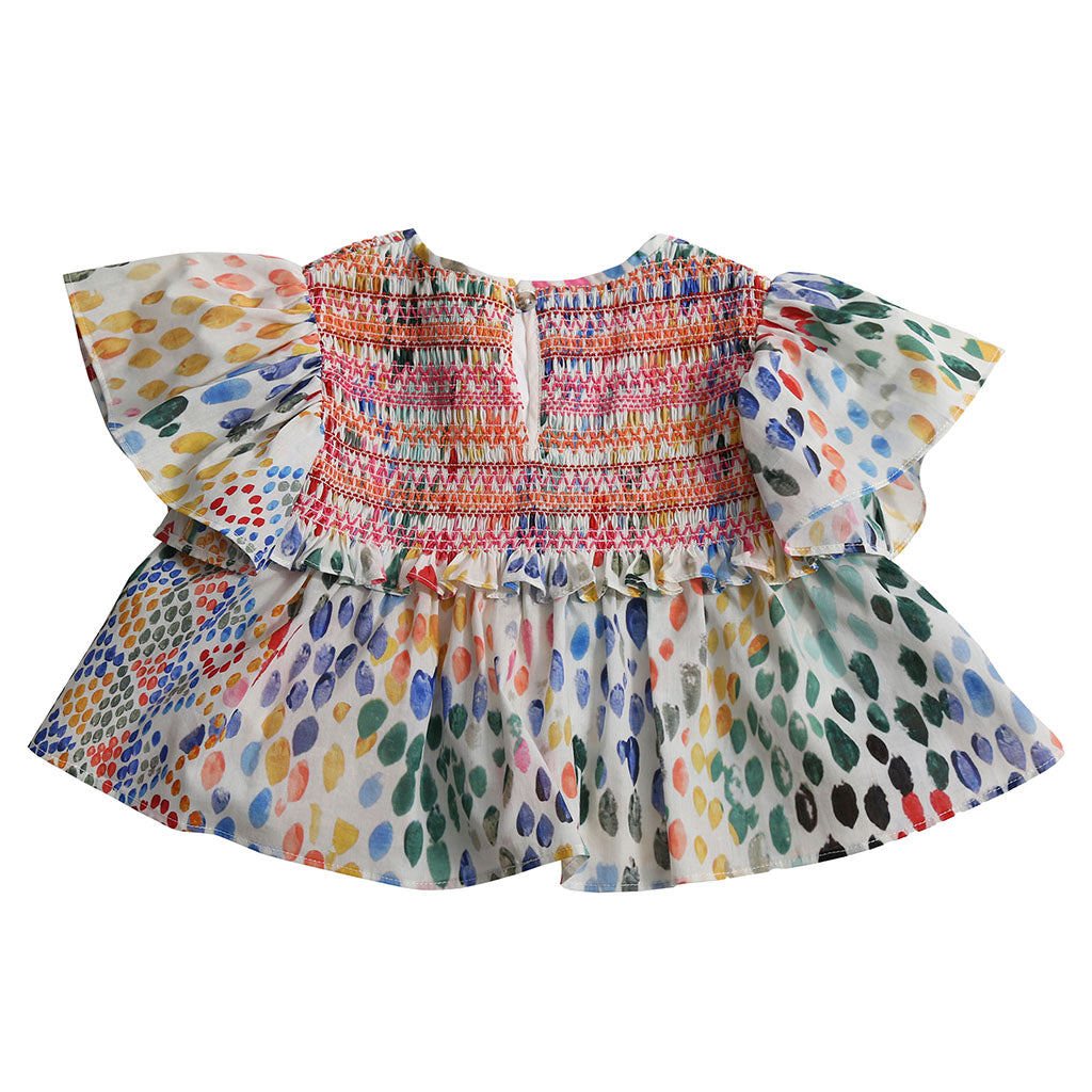 Tia Cibani Kids Baby Sofia Smocked Blouse Rainbow Print
