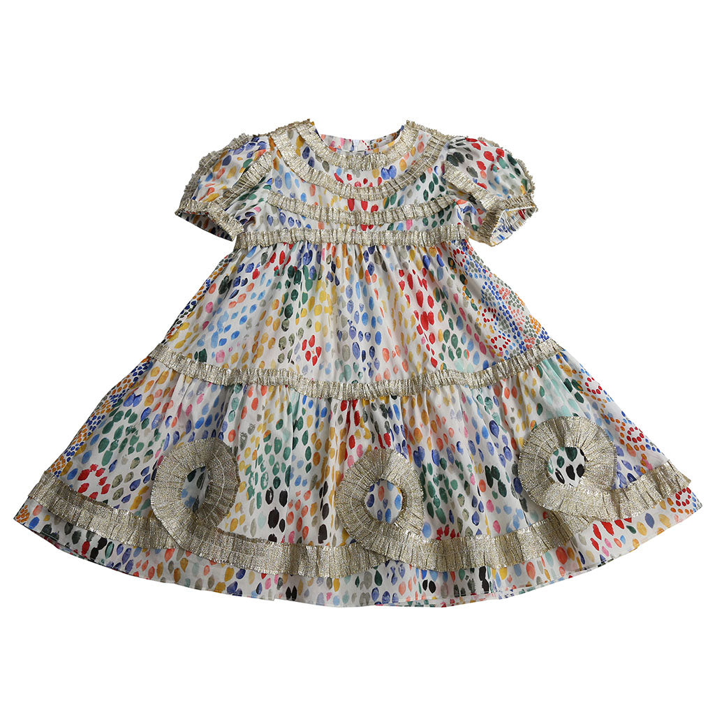 Tia Cibani Kids Child Alexandra Ribbon Pleated Dress Rainbow Print