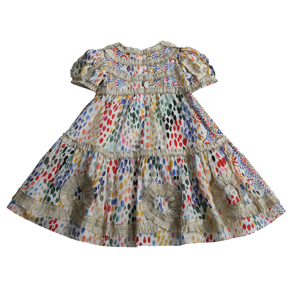 Tia Cibani Kids Child Alexandra Ribbon Pleated Dress Rainbow Print