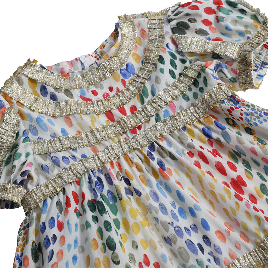 Tia Cibani Kids Child Alexandra Ribbon Pleated Dress Rainbow Print