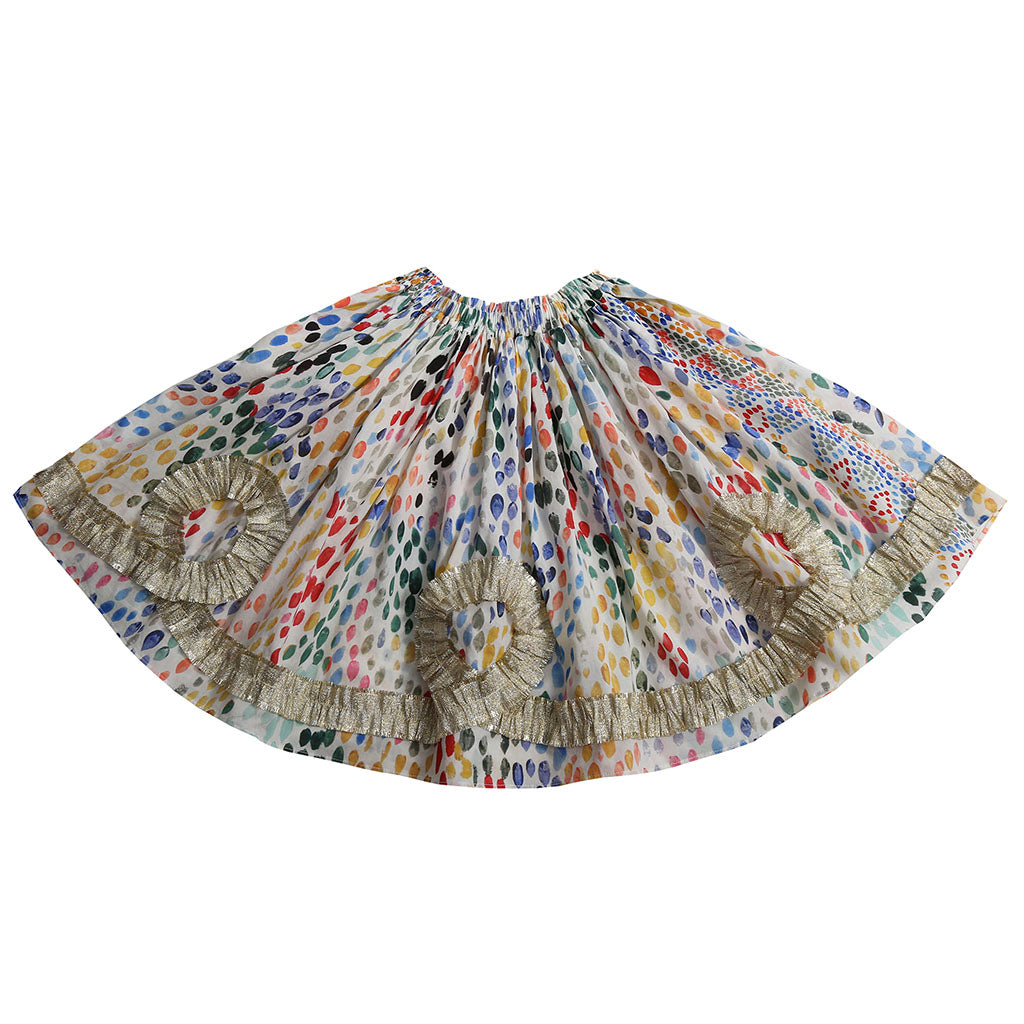 Tia Cibani Kids Child Alexandra Ribbon Pleated Skirt Rainbow Print