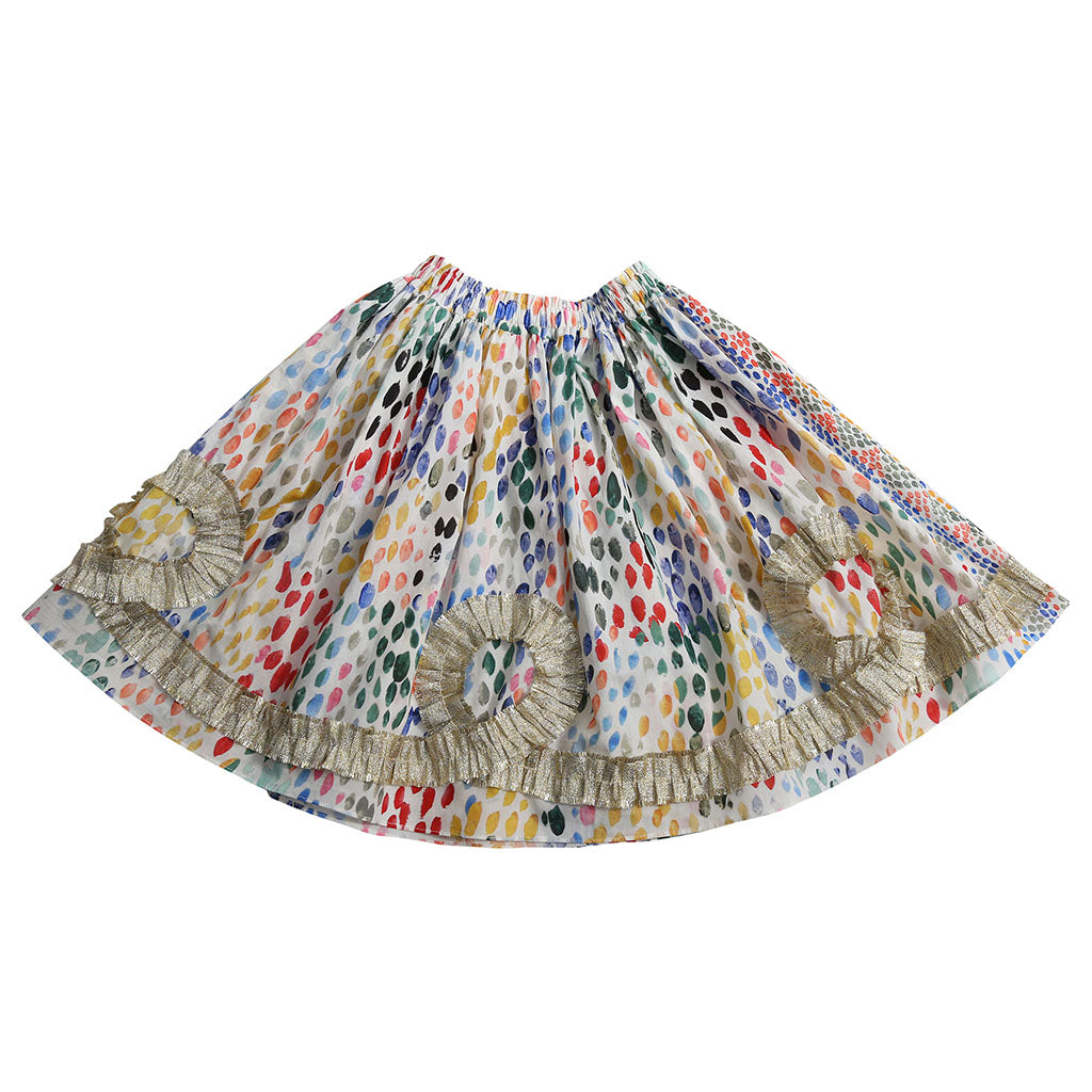 Tia Cibani Kids Child Alexandra Ribbon Pleated Skirt Rainbow Print