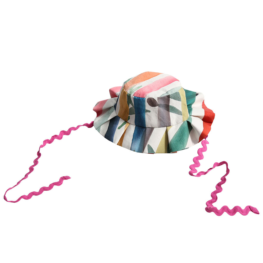 Tia Cibani Kids Child Constance Pleated Bucket Hat Rainbow Stripes