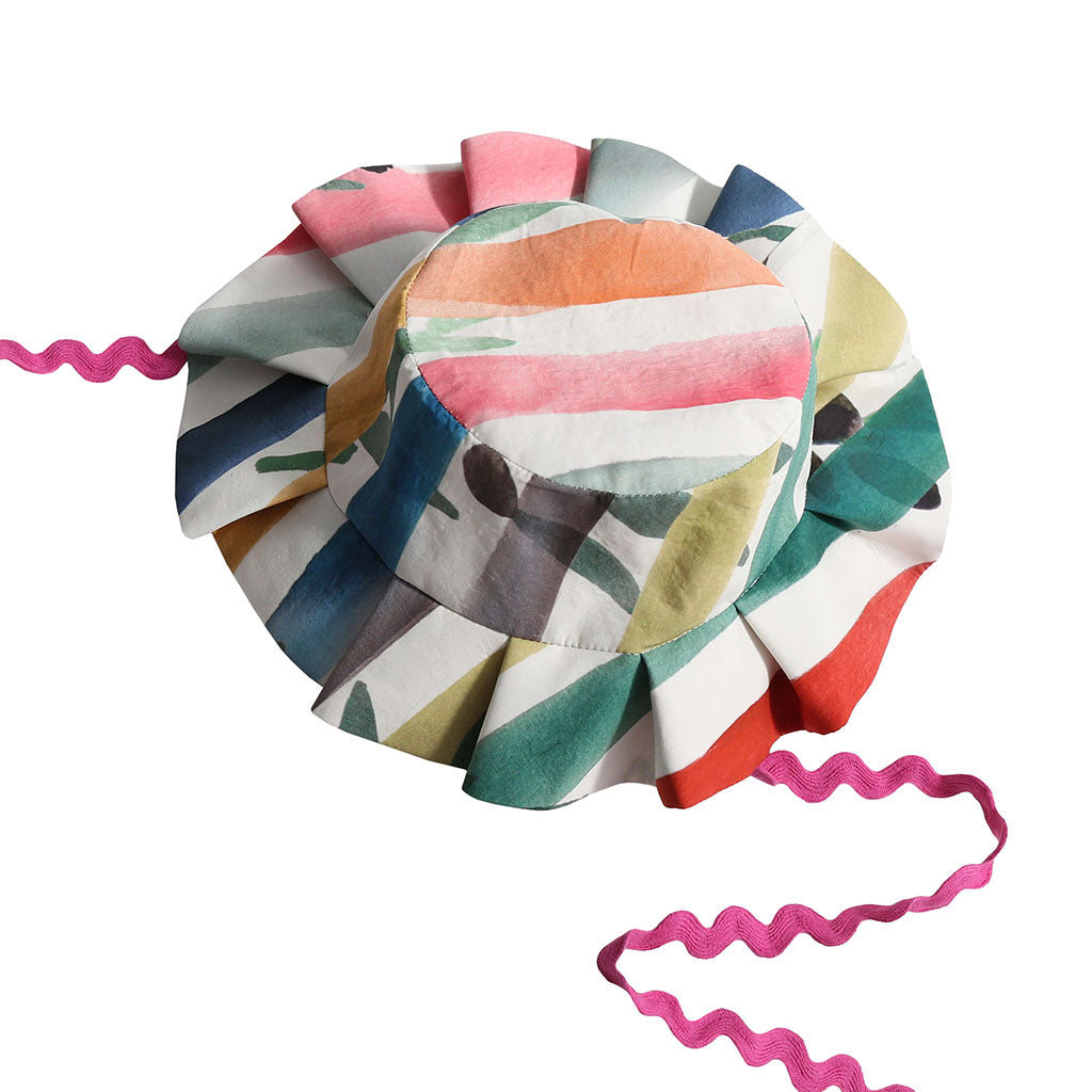 Tia Cibani Kids Child Constance Pleated Bucket Hat Rainbow Stripes