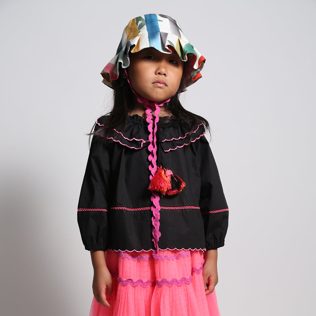 Tia Cibani Kids Child Constance Pleated Bucket Hat Rainbow Stripes