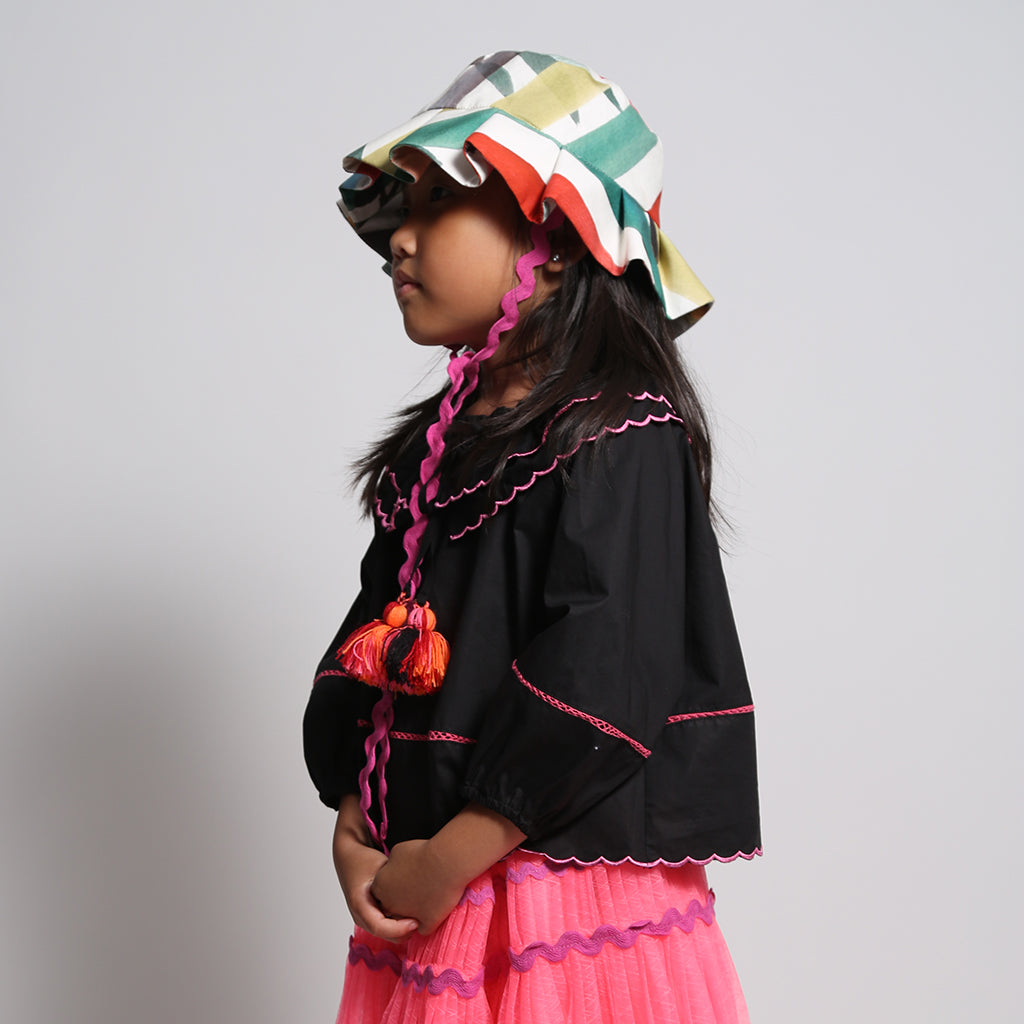 Tia Cibani Kids Child Constance Pleated Bucket Hat Rainbow Stripes